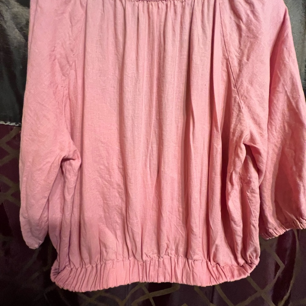 Pink Wrap Blouse with 3/4 Sleeves boho academia - Picture 5 of 11